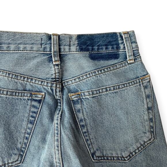 Re/Done Stove Pipe Crop Raw Hem Jeans Denim Light Wash Size 25 - Picture 5 of 6